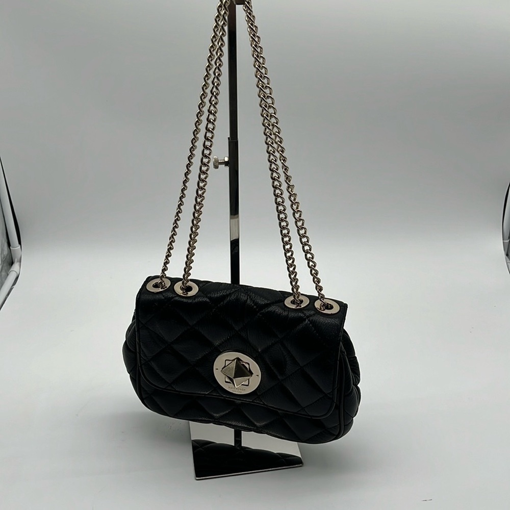 Kate Spade Black Quilted Christy Coast Gold Chain Shoulder Bag BLEMISH